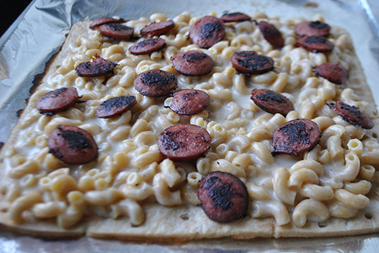 Mac and Cheese Pizza with Sausage