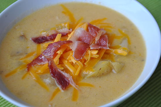 Slow Cooker Potato Soup + Cheddar and Bacon