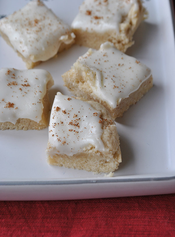 frosted eggnog sugar cookie bars