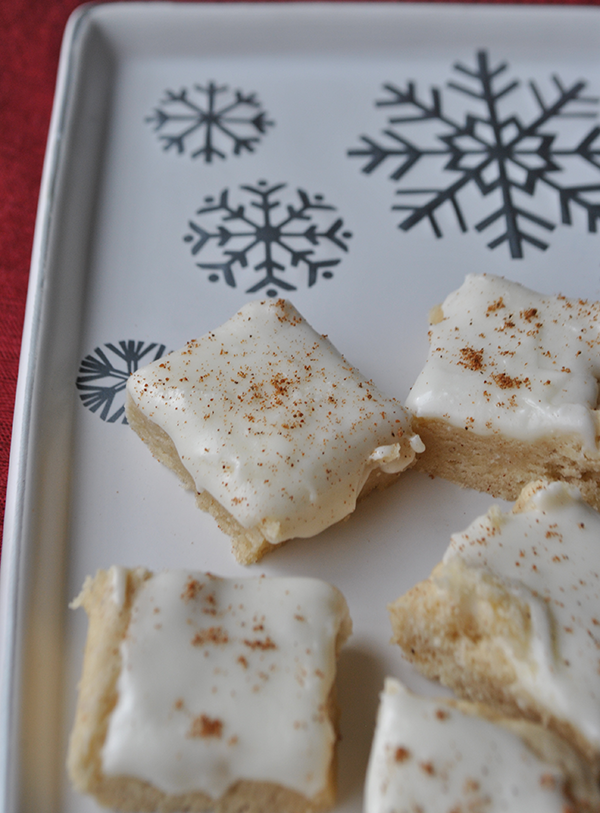 frosted eggnog sugar cookie bars