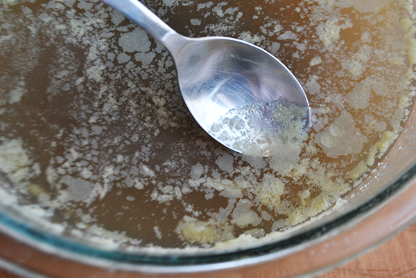 skim homemade chicken broth