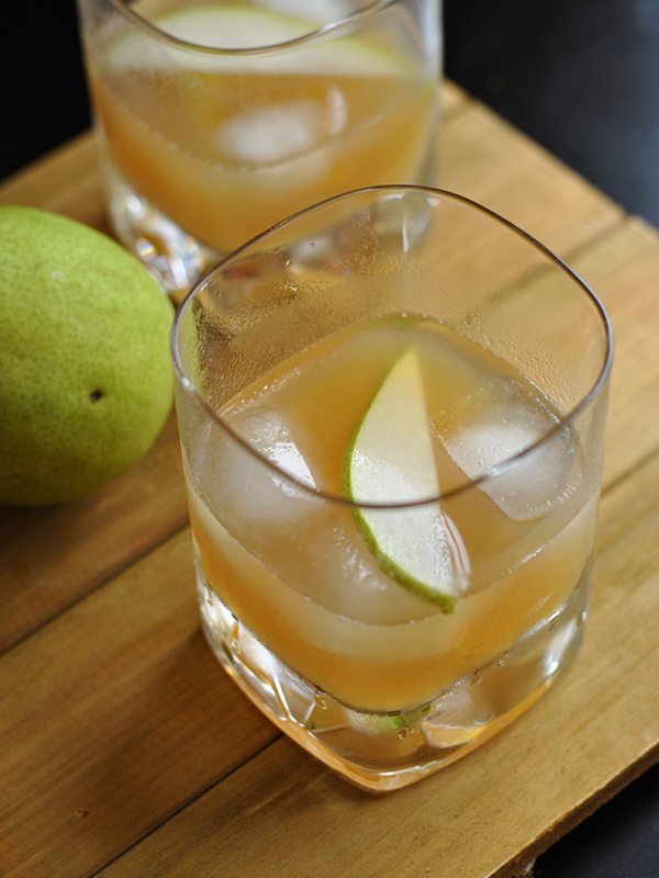 Bourbon and Pear Cocktail with Maple Ginger Syrup