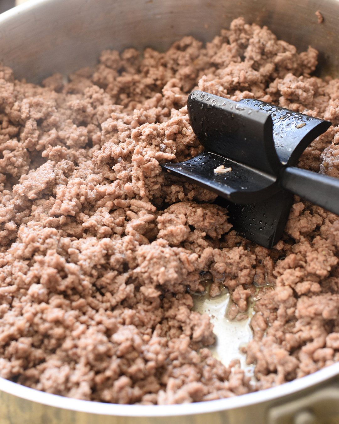 ground beef in a skillet